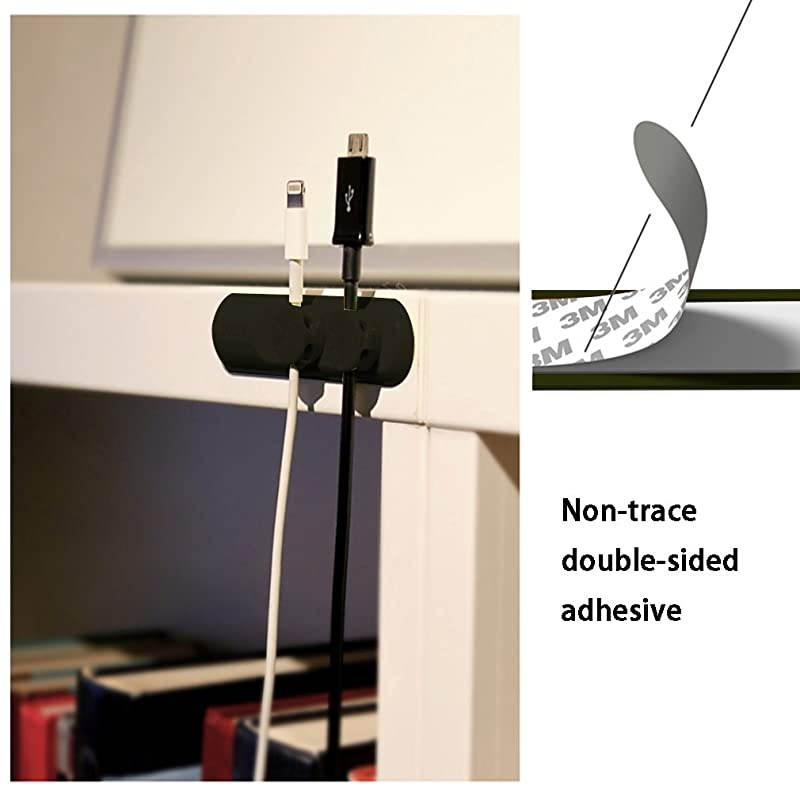 Dark Grey TedGem 2018 Upgraded Magnetic Clips Desktop Cord Management Multipurpose Organizer with 3 Buckles and 2 Bases for Cell Phone Cable