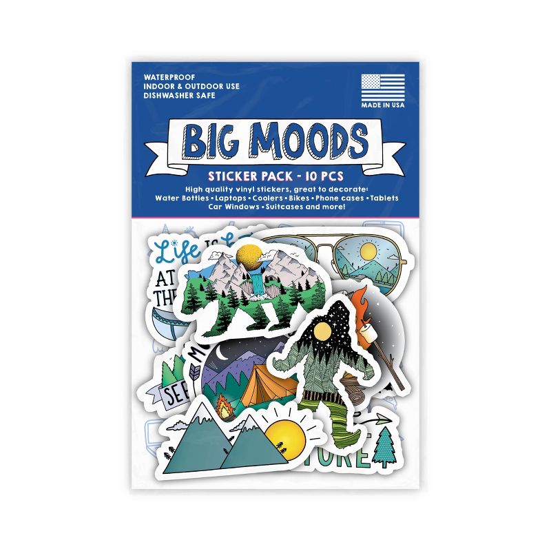 Big Moods Nature and Outdoors Sticker Pack 10pc