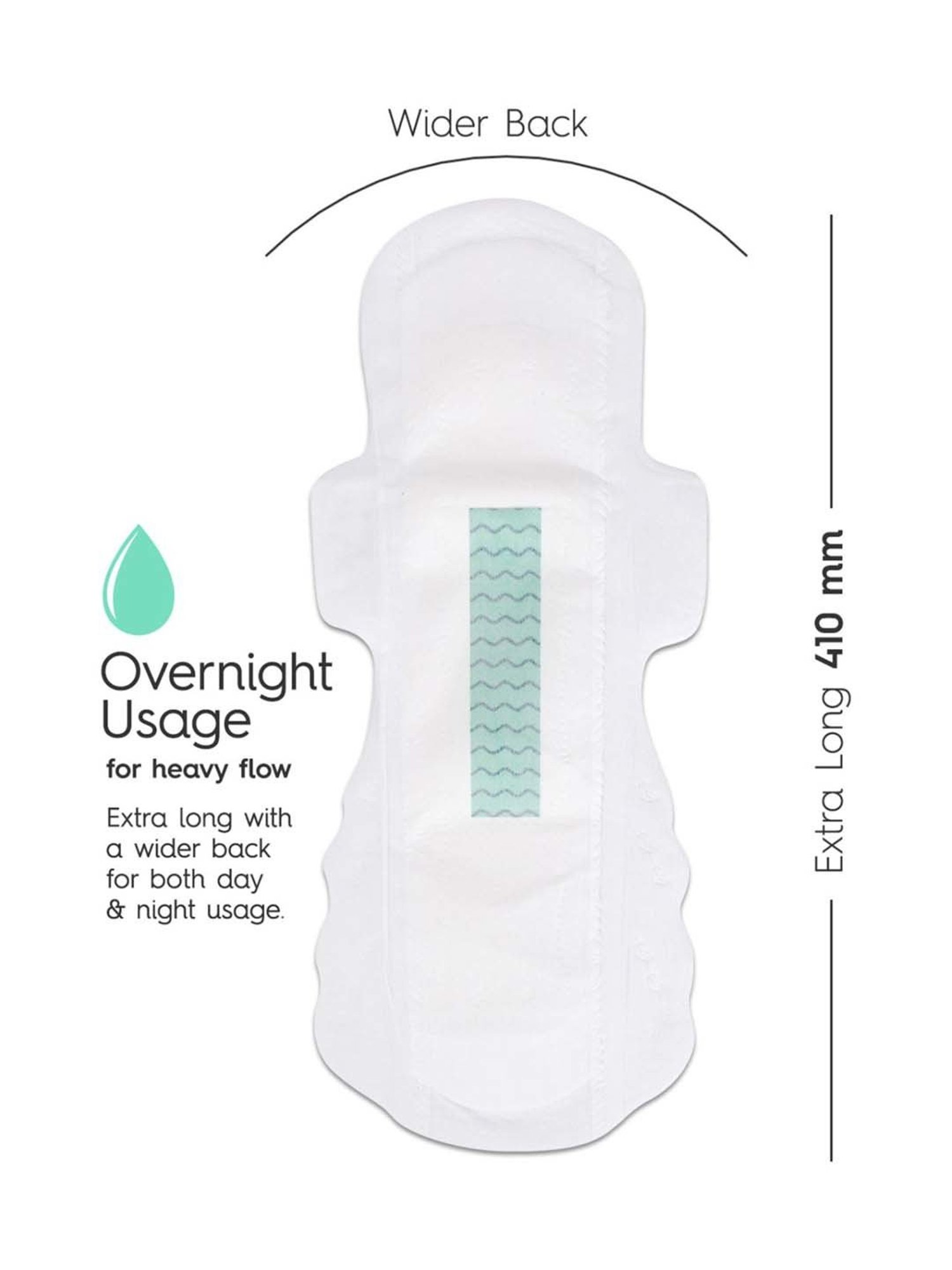 Clovia Botaniqa Sanitary 10 Pads XXXL for Overnight Usage - 410 mm