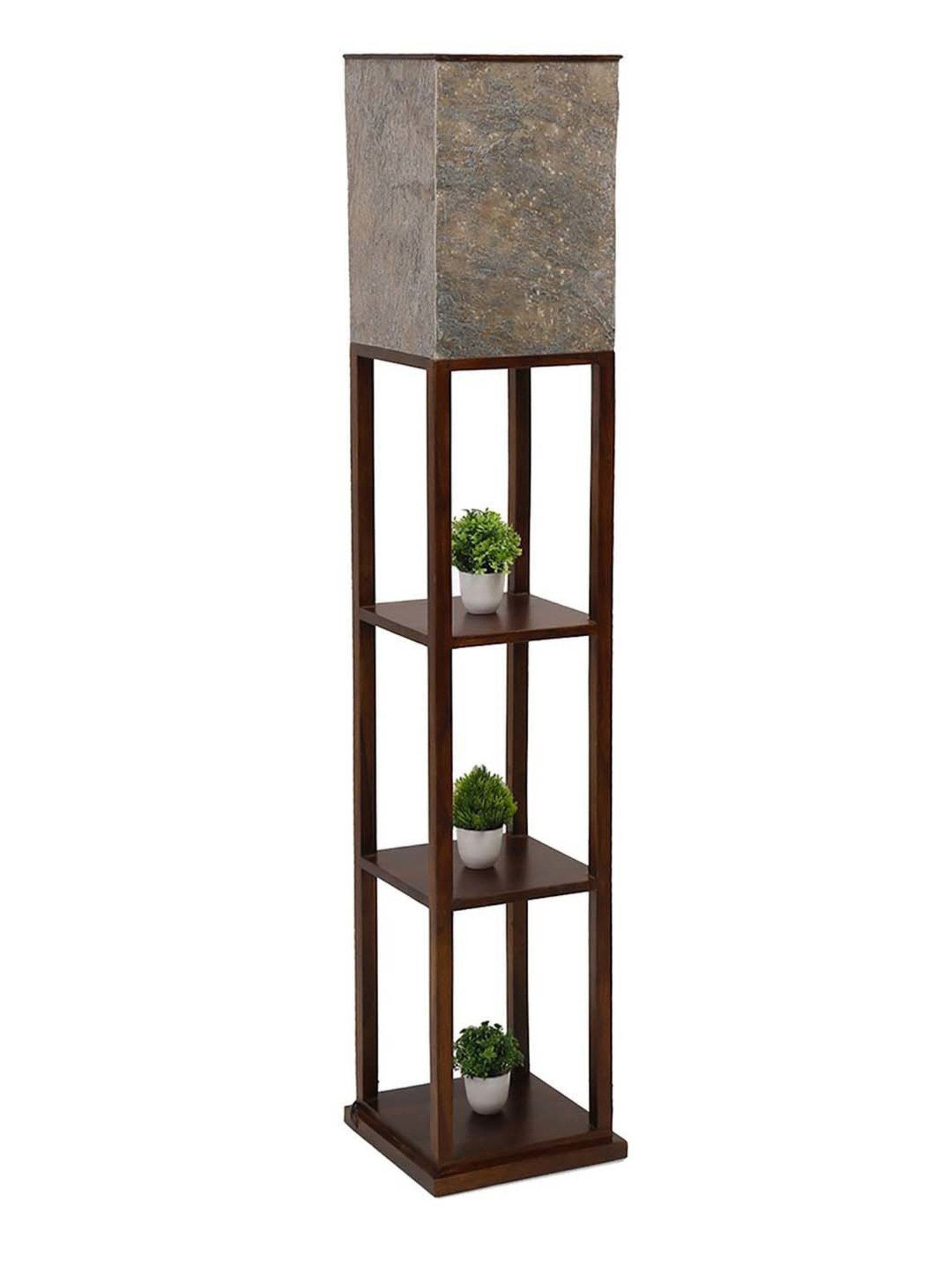 Fabindia Home Ojasvi Brown Wood Floor Lamp