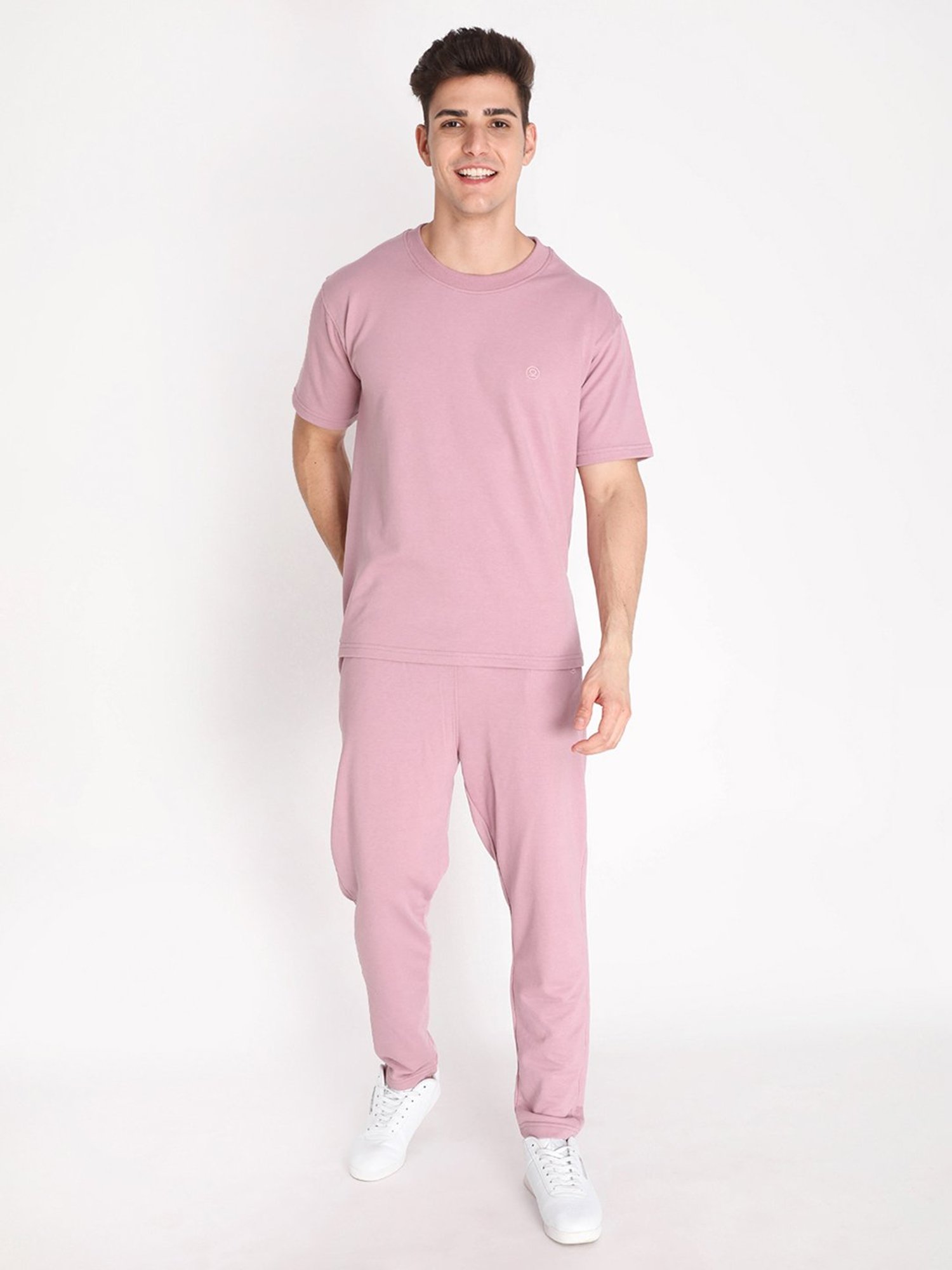Chkokko Pink Loose Fit T-Shirt & Trackpants Set