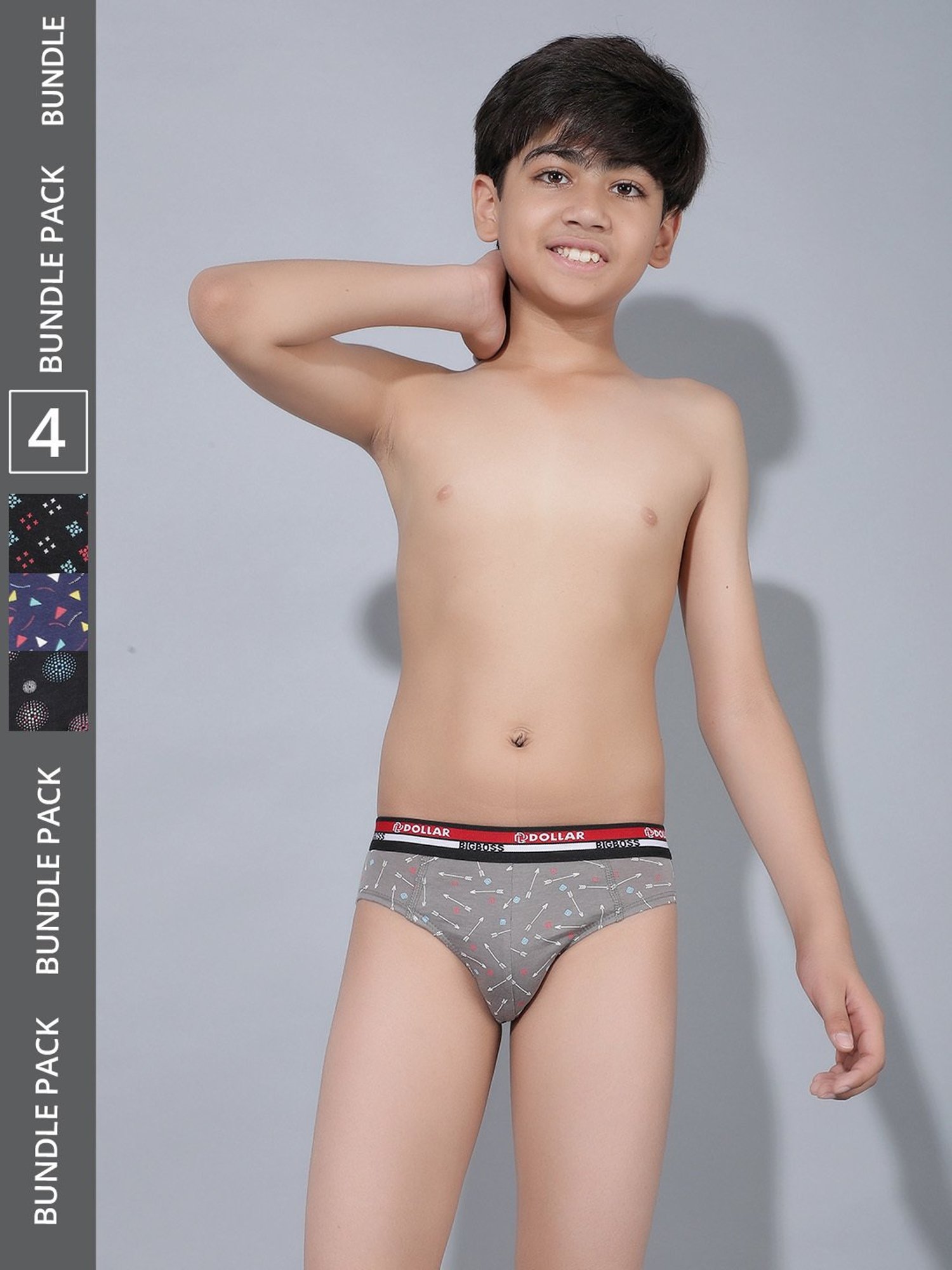 Frenchie Kids Pink & Grey Solid Briefs (Pack Of 2)