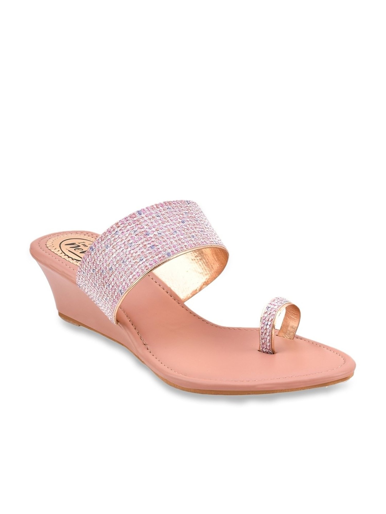 The White Pole Women's Nude Toe Ring Wedges