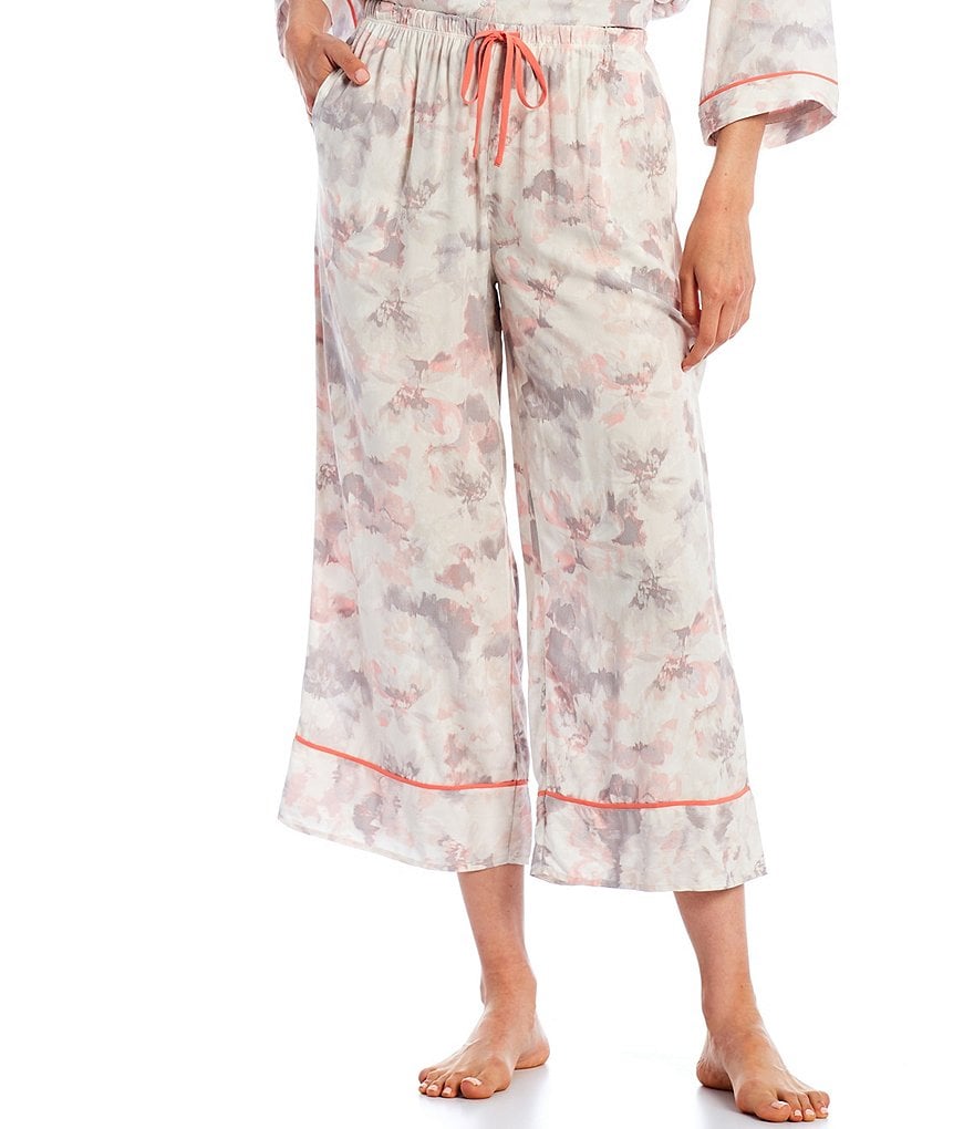 Donna Karan Floral Print Woven Capri Coordinating Sleep Pants