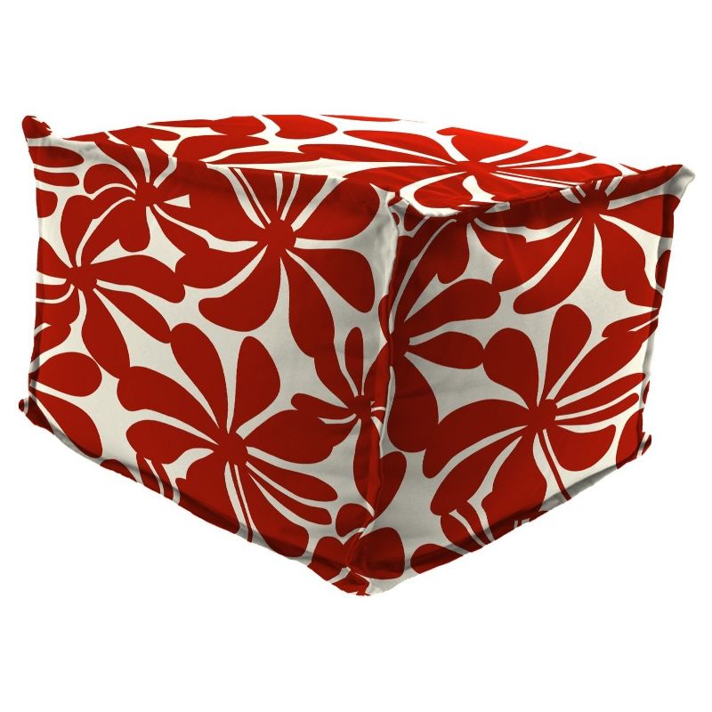 Outdoor Bean Filled Pouf/Ottoman In Twirly American Red  - Jordan Manufacturing