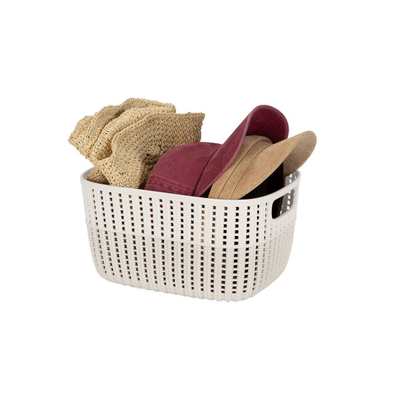 Simplify Medium 2 Tone Decorative Storage Basket Gray