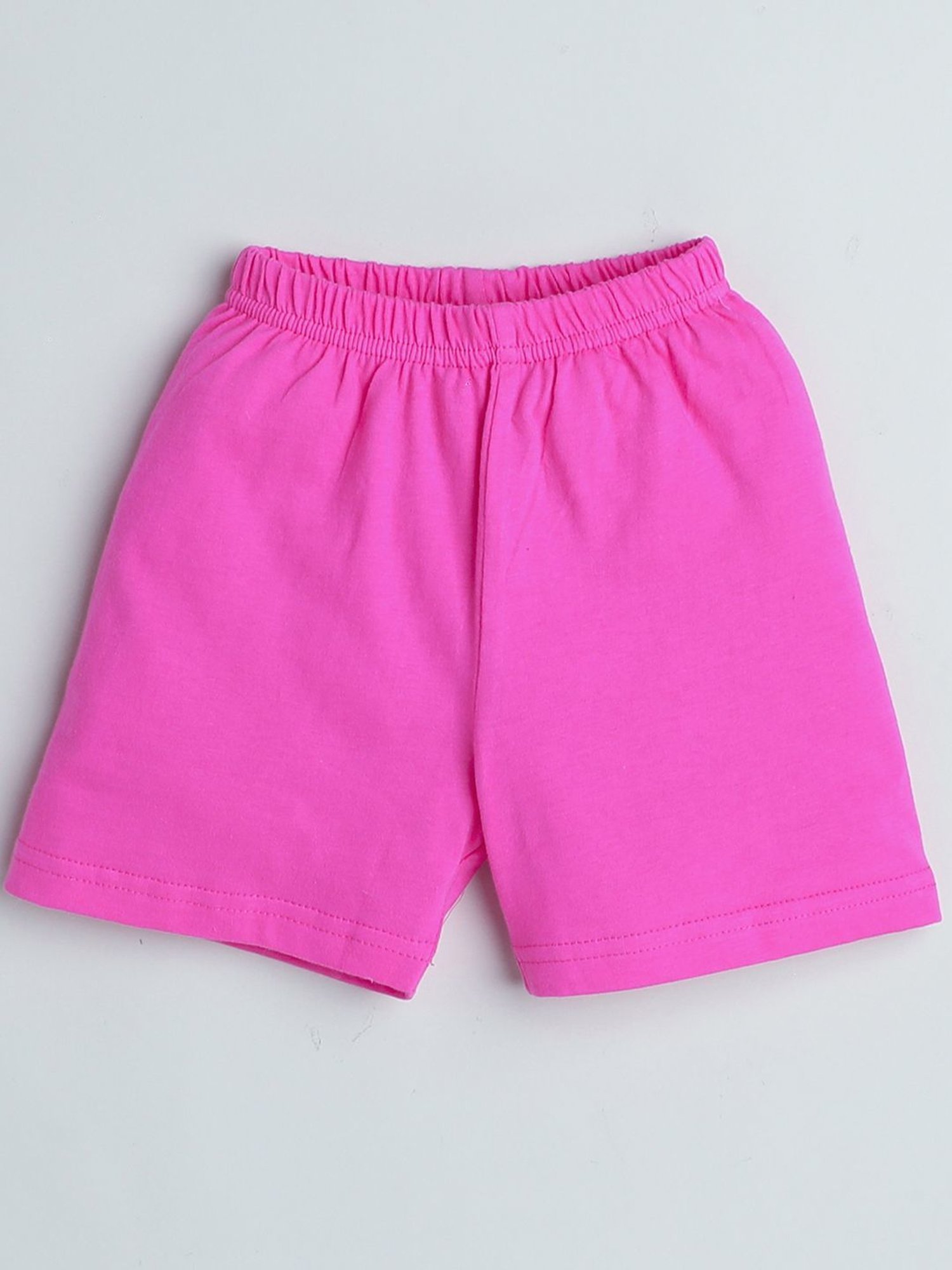 Bumzee Kids White & Pink Printed T-Shirt with Shorts