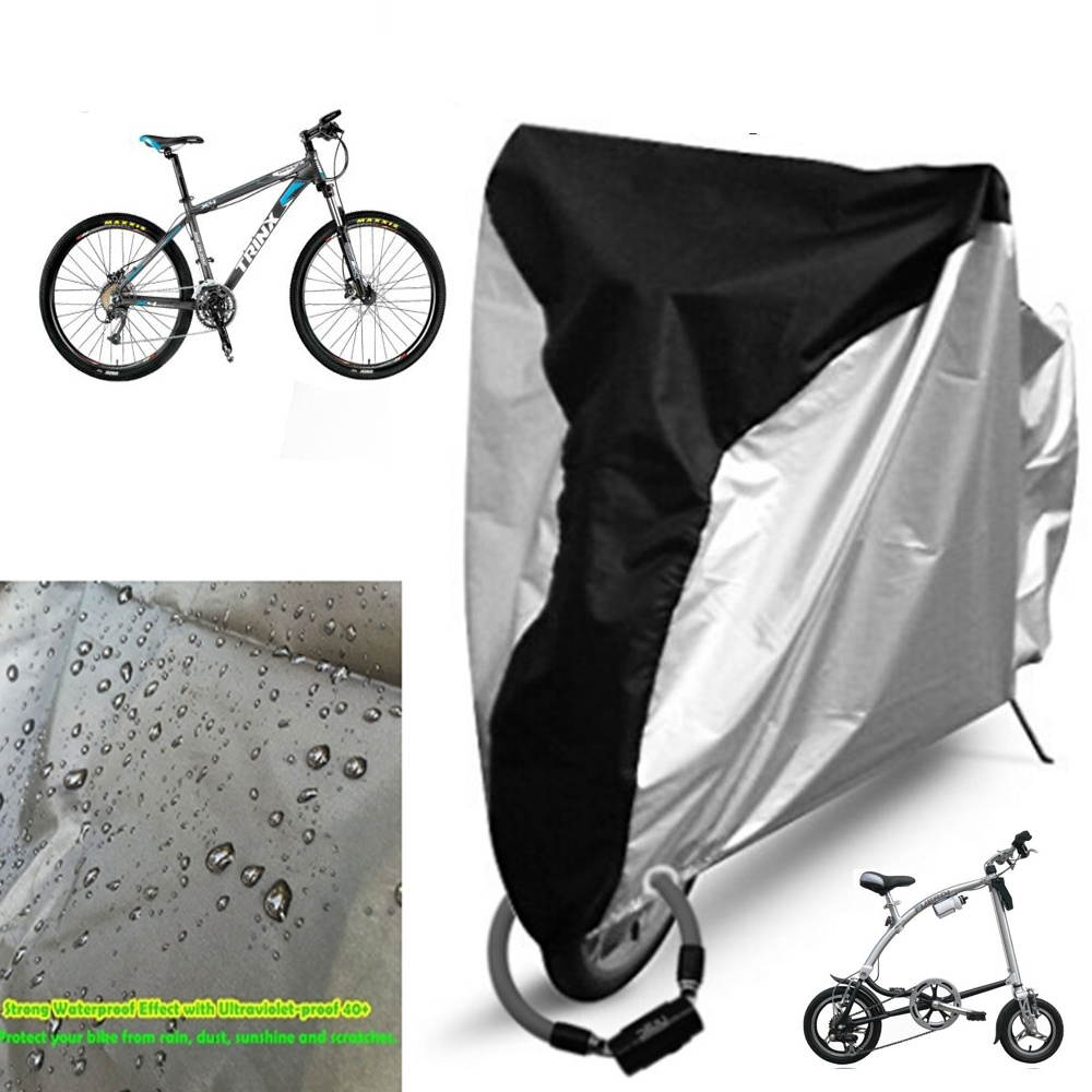 Weather Proof Bike Cover Outdoor Dustproof Bicycle Cover with Lockhole for Mountain/Road Bike - Size XL(Black Center with Silver Periphery)