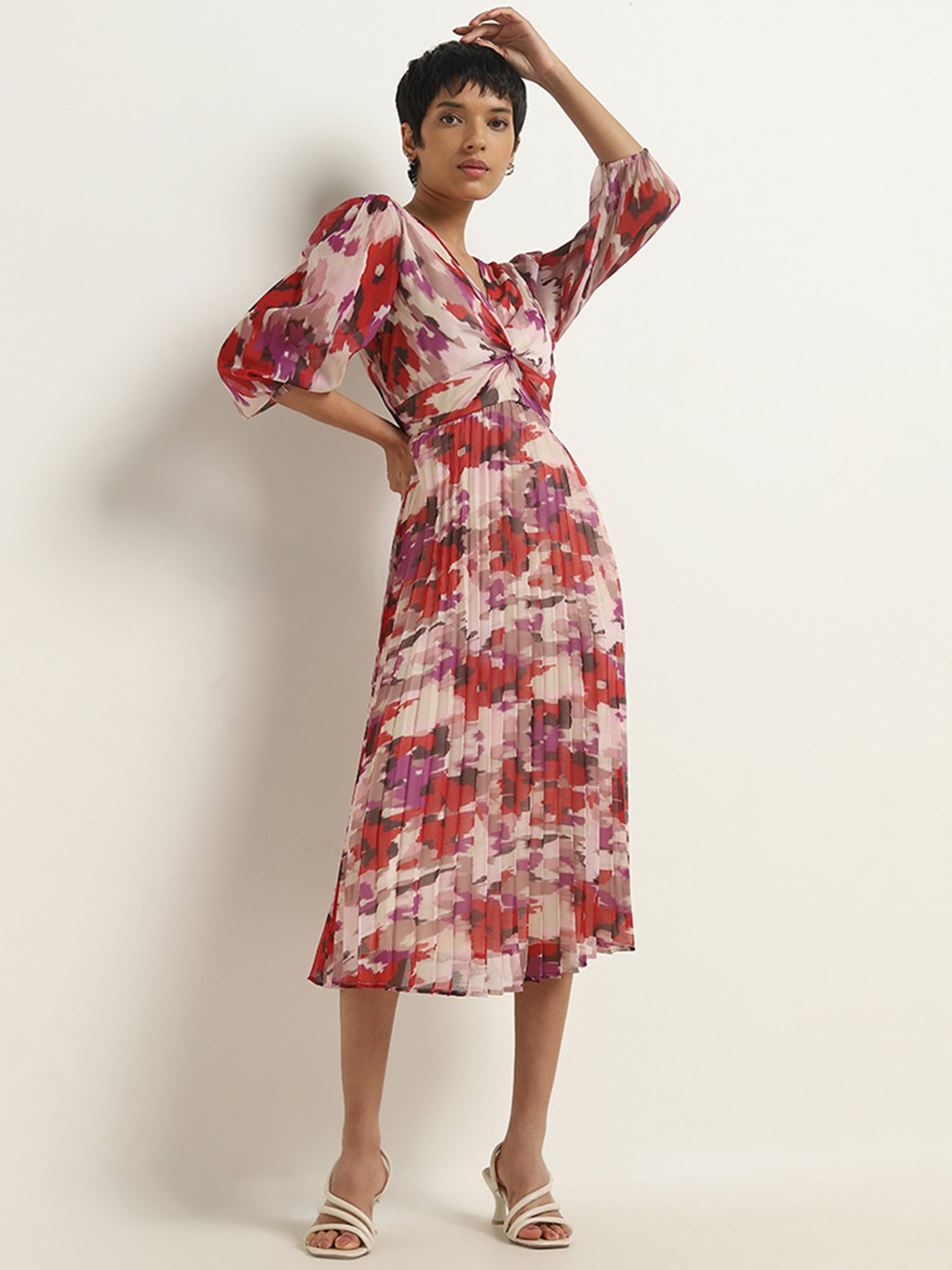 Wardrobe by Westside Multicolour Floral Printed A-Line Dress