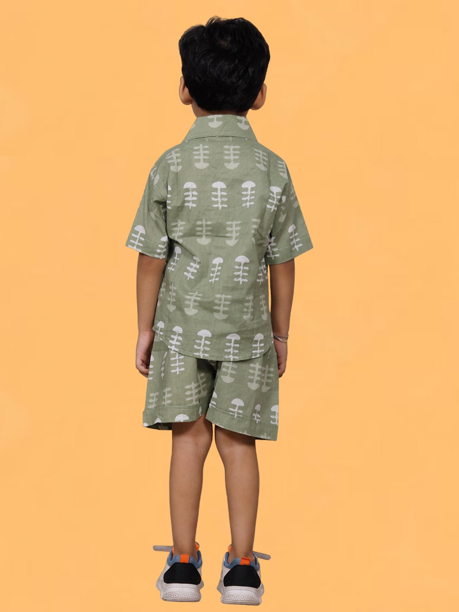 Tippy Top Kids Olive Printed Shirt with Shorts