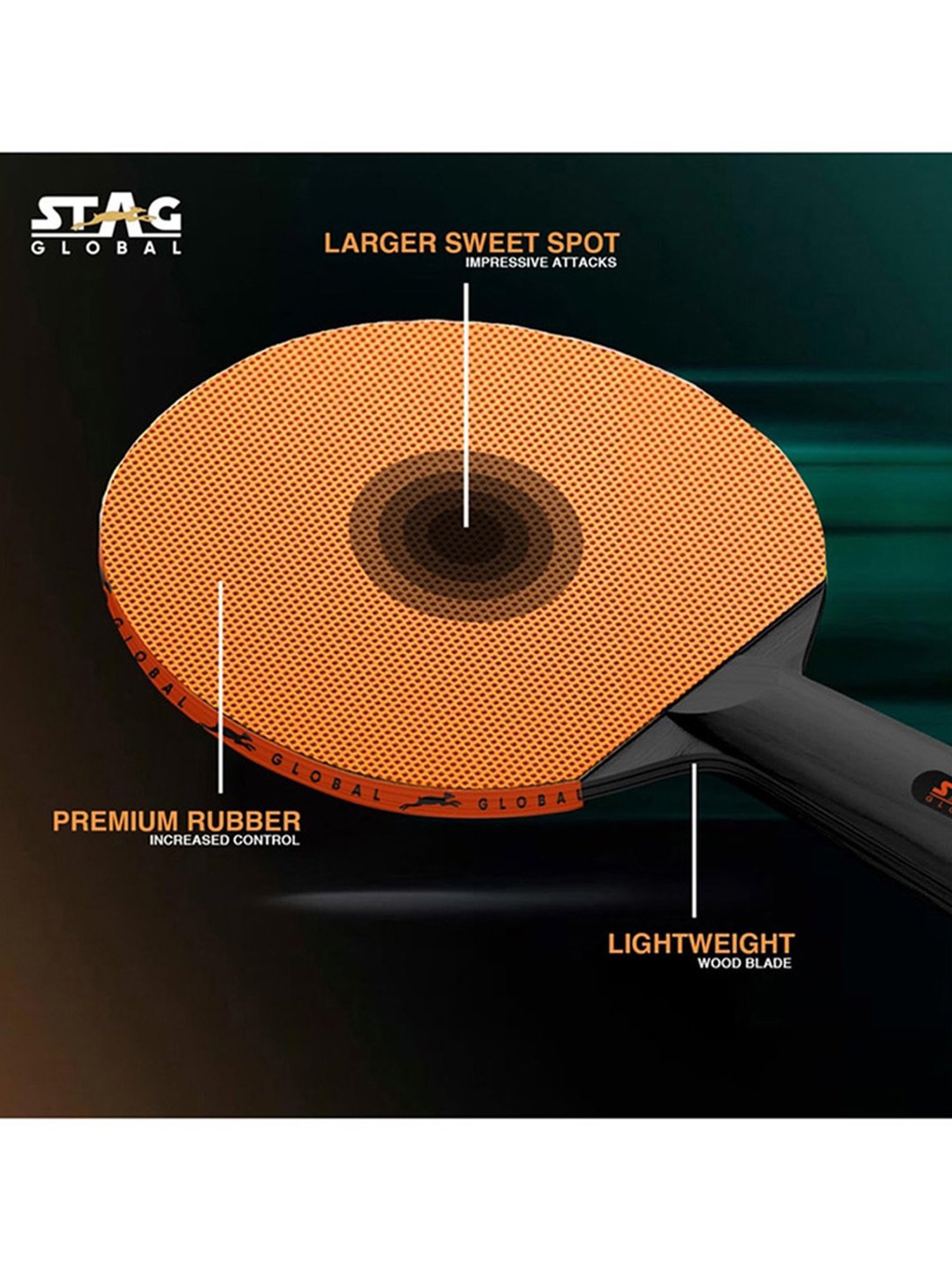 Stag Global Series 1 Lightweight Table Tennis Racket (Multicolor)