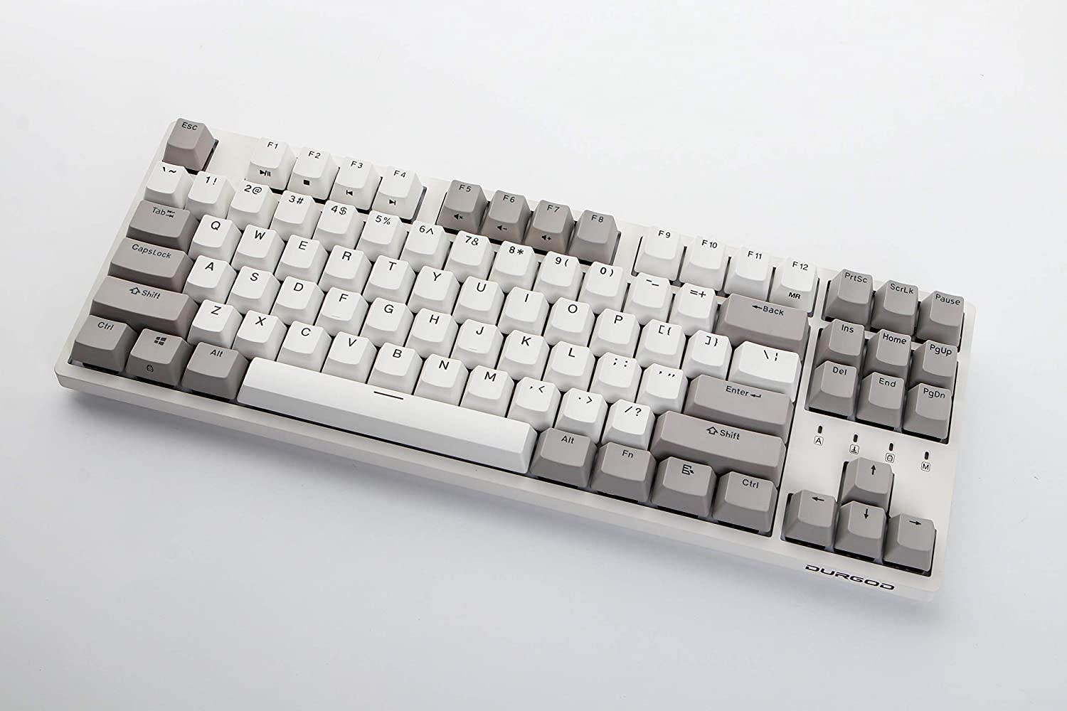 Durgod Taurus K320 TKL Mechanical Gaming Keyboard - 87 Keys - Double Shot PBT - NKRO - USB Type C (Cherry White, White)