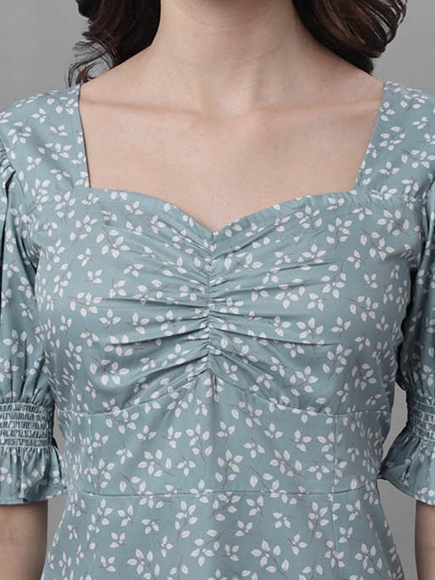 MASAKALI.CO Dusty Green Printed A Line Dress