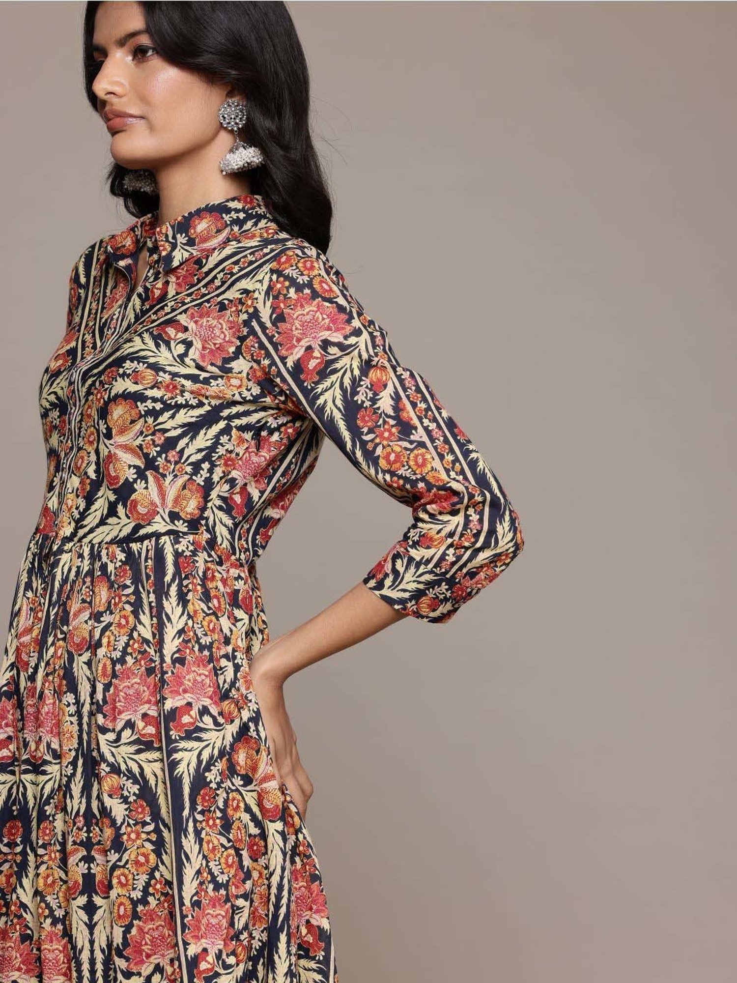 AARKE RITU KUMAR Pink Cotton Printed A-Line Dress