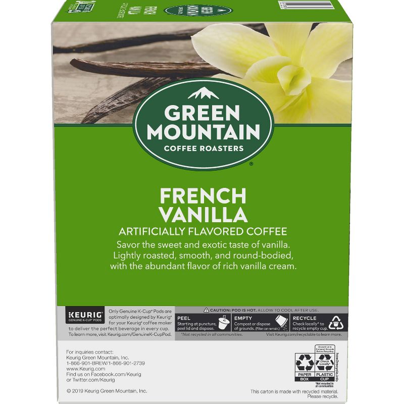 24ct Green Mountain Coffee French Vanilla Keurig K-Cup Coffee Pods Flavored Coffee Light Roast