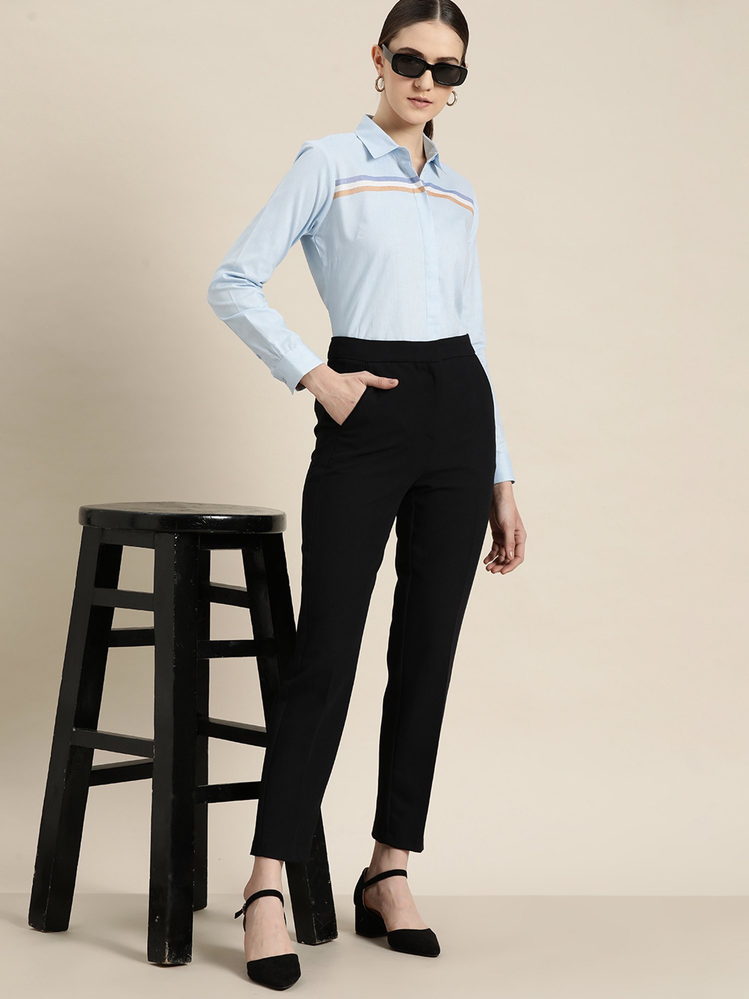 Hancock Blue Cotton Striped Shirt