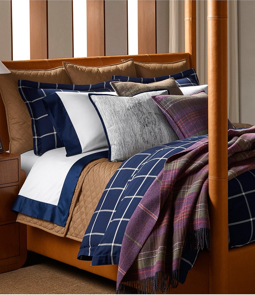 Ralph Lauren Modern Equestrian Windowpane Cotton & Cashmere Duvet Cover