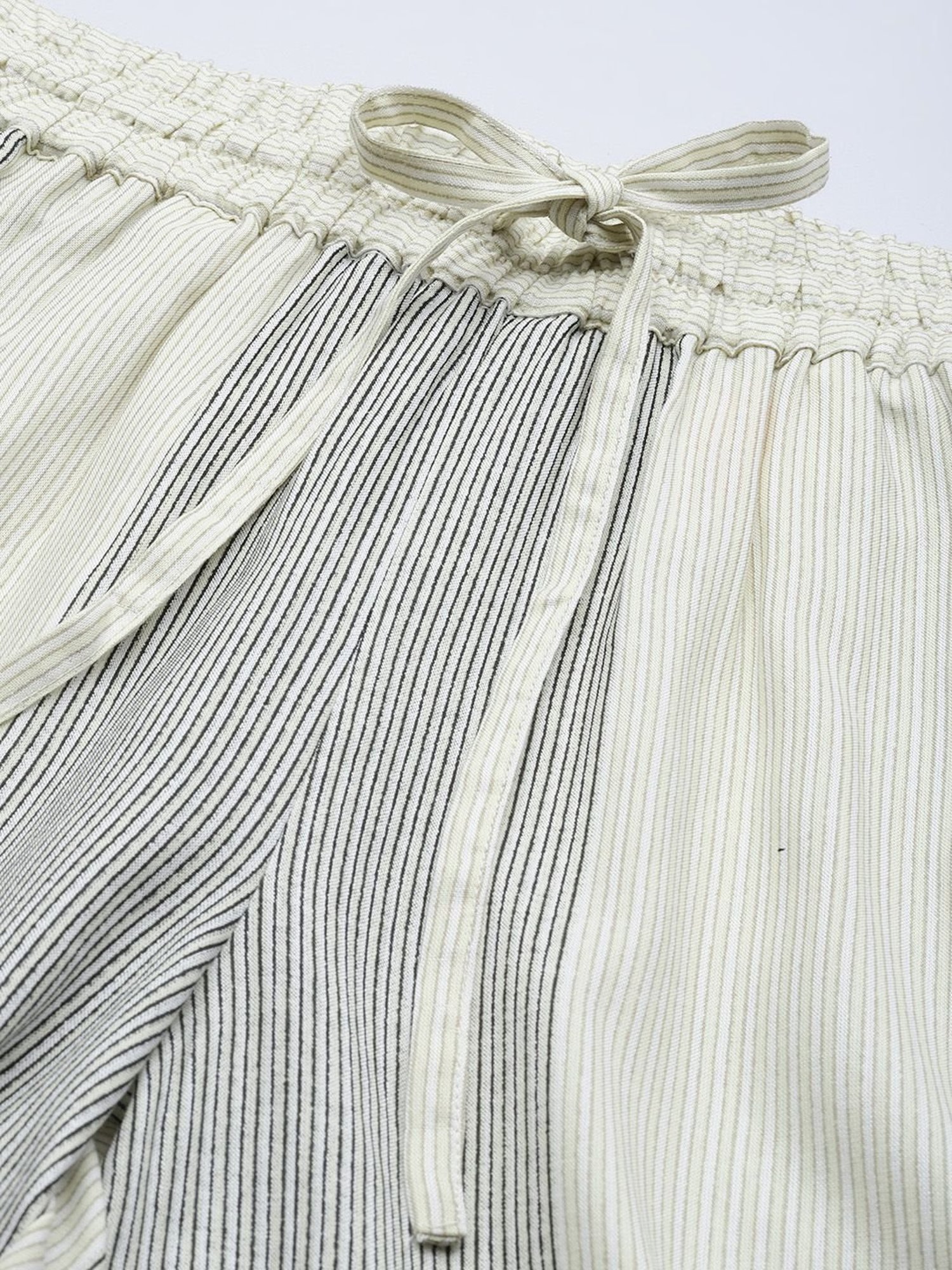 Amukti Off-White Striped Pants