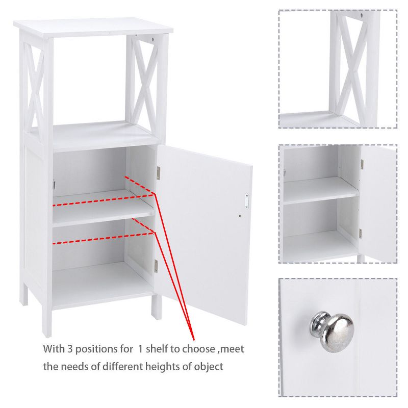 Costway Floor Cabinet Bathroom Organizer Floor Towels Storage Cabinet Single Door