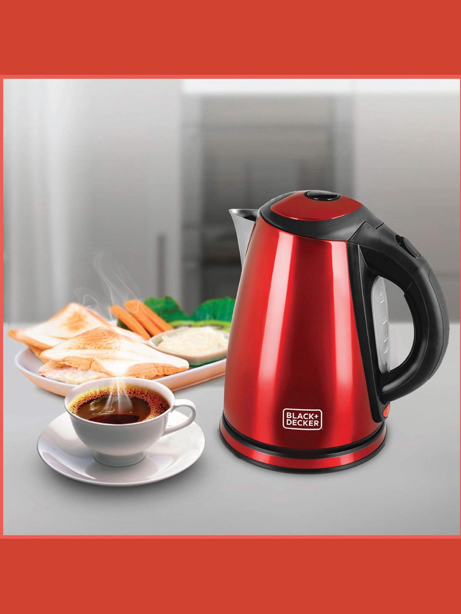BLACK+DECKER BXKE1801IN Electric Kettle 2200W, 1.8L (Red)