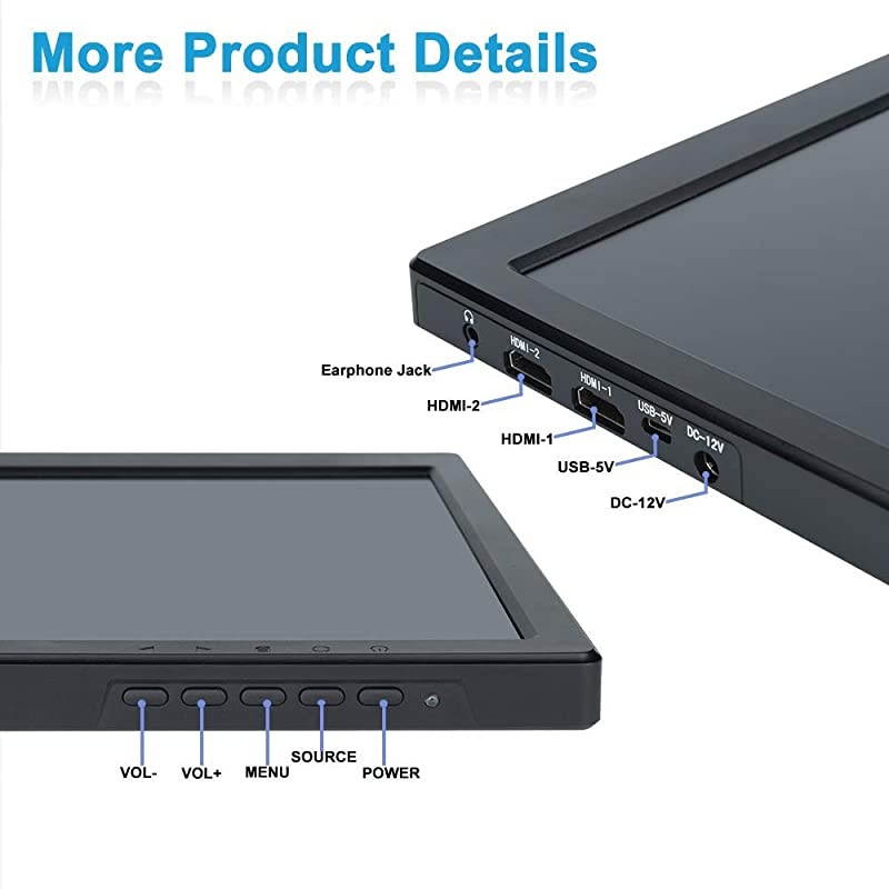Raspberry Pi Display-Portable 2 HDMI Gaming Monitor-13.3 Inch, 1920x1080-For PS4, Raspberry Pi, WiiU, Xbox 360, Windows 7/8/10