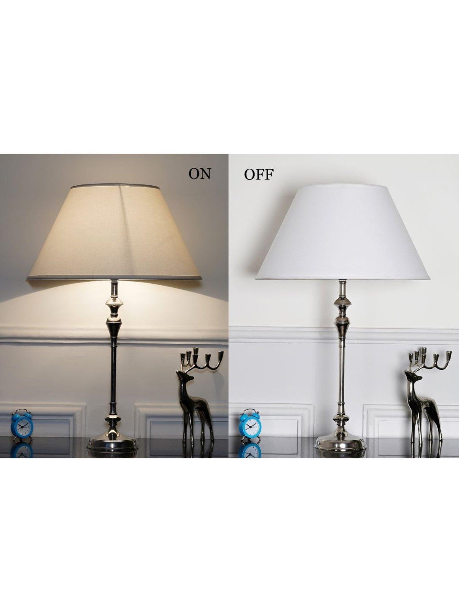 Kapoor Lamp Shades Chrome Metal Evelyn Chrome Cotton Shade Table Lamp