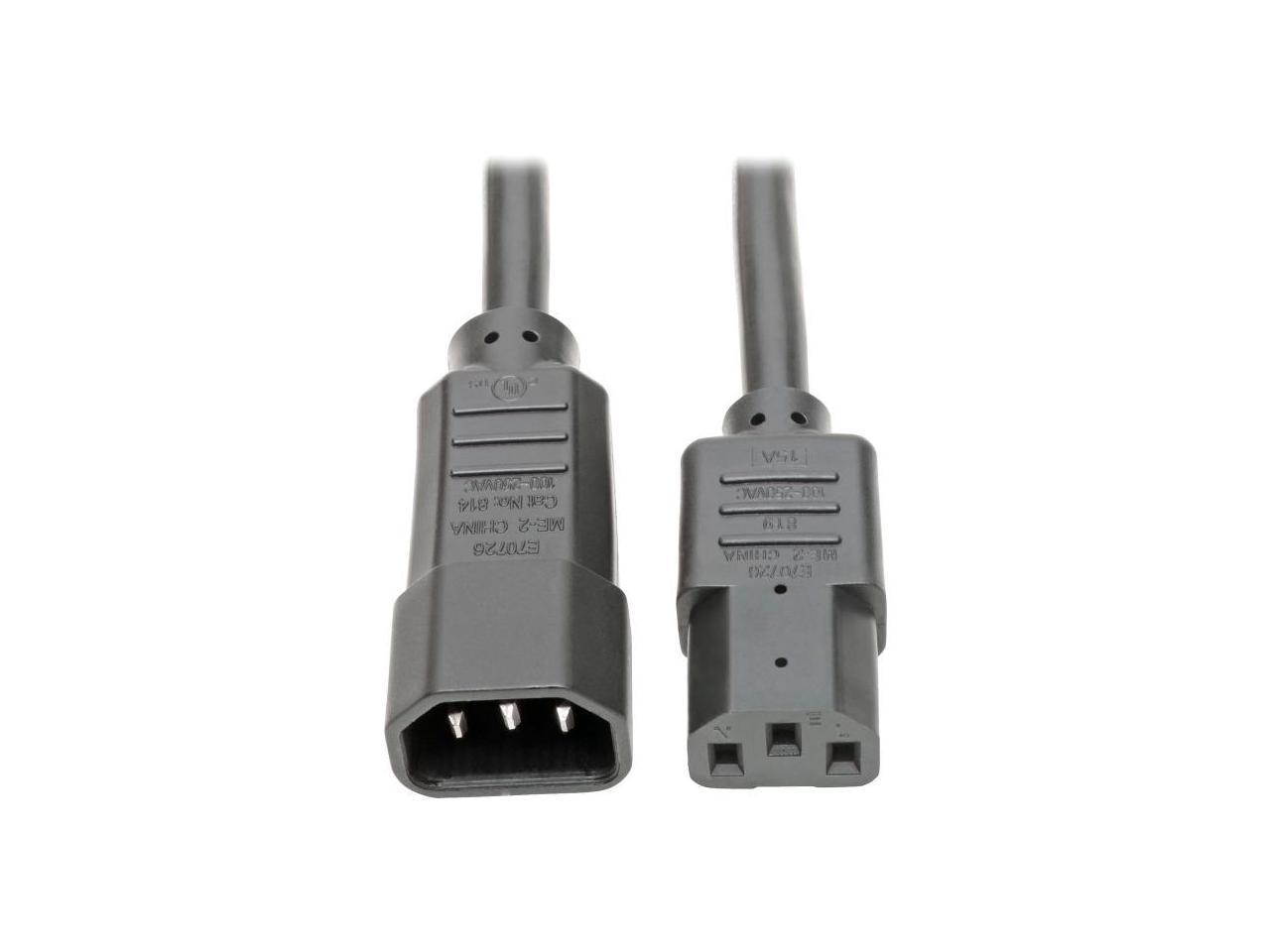 SA Heavy-Duty Power Extension Cord, 15A, 14AWG (IEC-320-C14 to IEC-320-C13), 3-ft