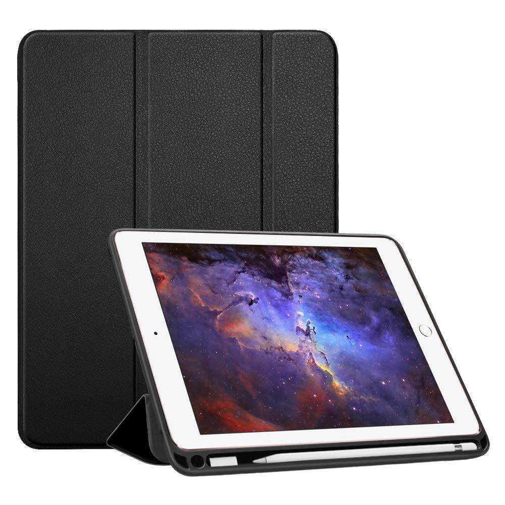 Fintie iPad 9.7 2018 Case with Built-in Apple Pencil Holder - [SlimShell] Lightweight Soft TPU Back Protective Stand Cover with Auto Wake/Sleep for Apple iPad 2018 9.7 Inch (6th Gen), Black
