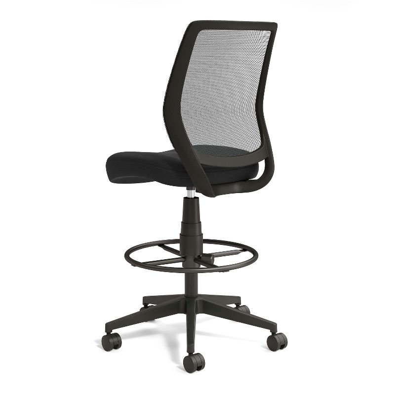 Union & Scale Essentials Mesh Back Fabric Drafting Stool, Black (UN59386) 