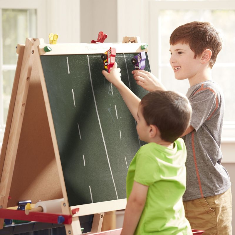 Melissa & Doug Deluxe Standing Art Easel - Dry-Erase Board, Chalkboard, Paper Roller