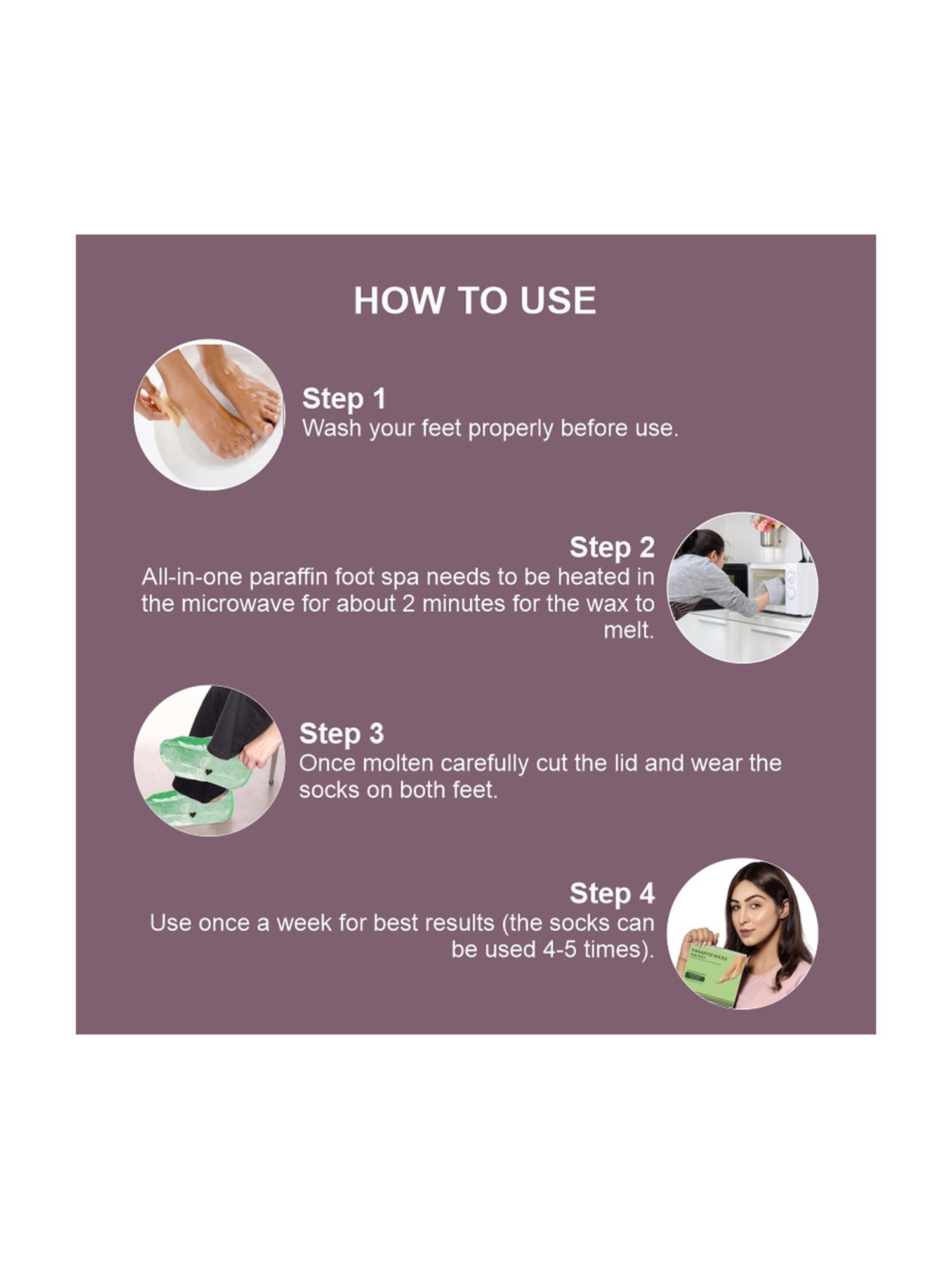 House of Beauty 4 Times Reusable Aloe Vera Paraffin Foot Socks - 1 Pair - 235 gm