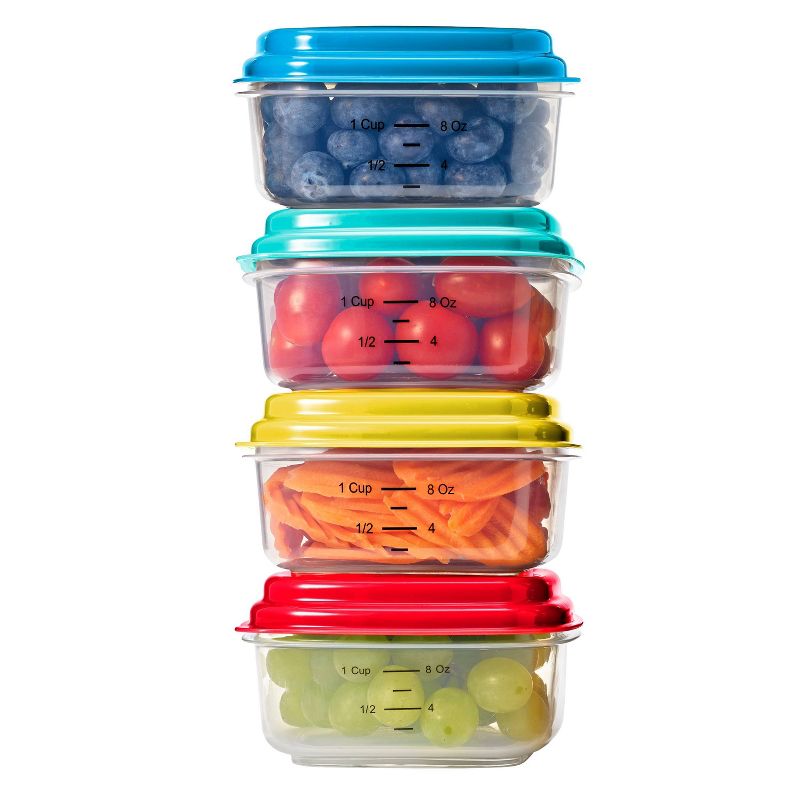 Fit & Fresh Snack & Stack Set 4-1 Cup Containers with 2 Ice Packs