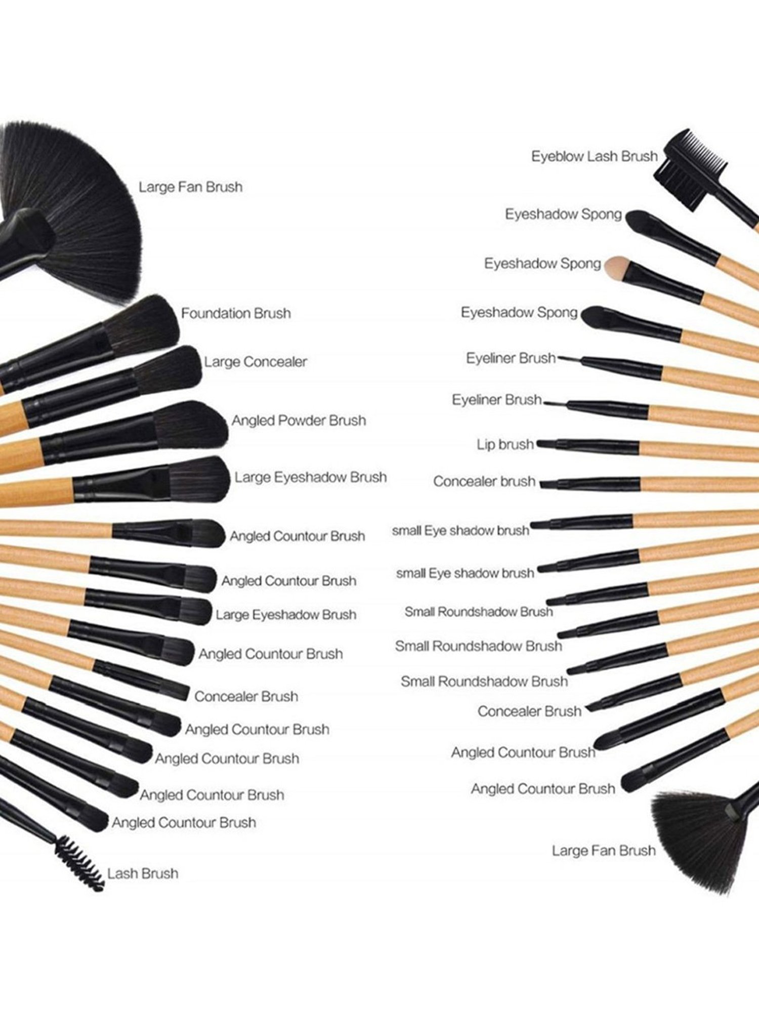 Bronson Professional Makeup Brush Set with Luxury Faux Leather Case - Set of 32