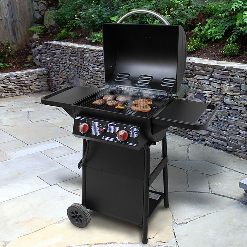 Smoke Hollow LS2016-2 2-Burner 320-Inch Outdoor Propane Gas Grill with 2 Wheels and 2 Side Tables, Black