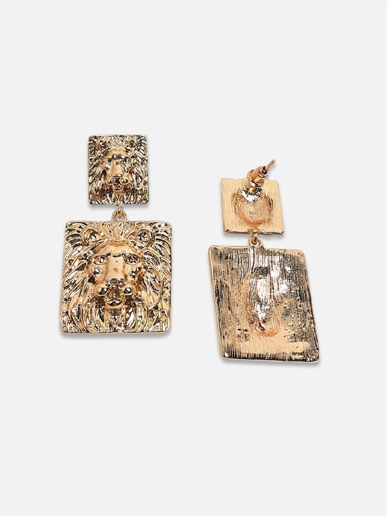 Sohi Women's Regal Lion Drop Earrings  Champayne Gold