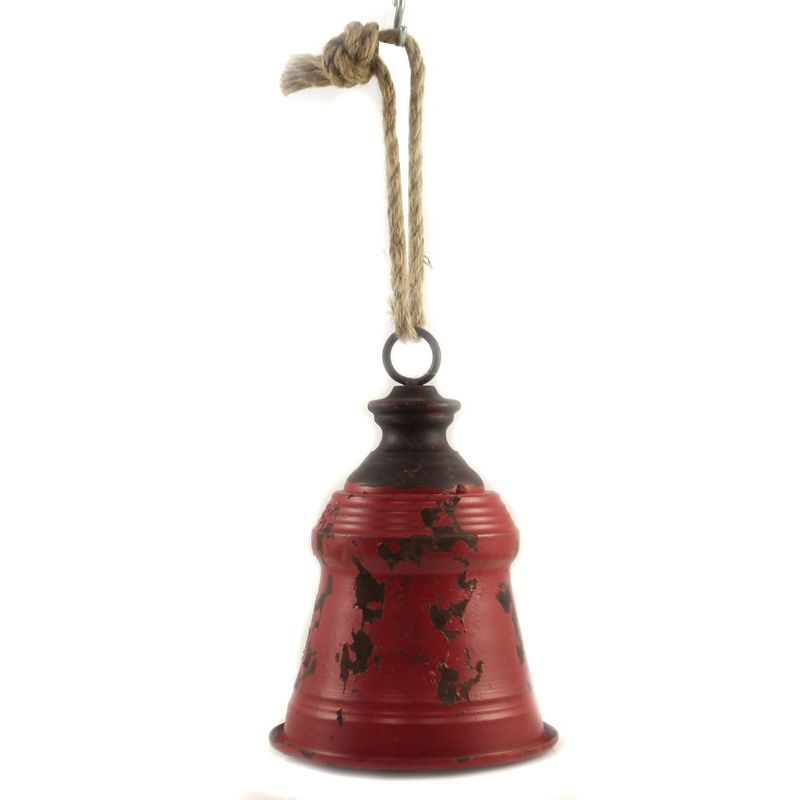 Home Decor 9.5" 9.50 Inch Red Metal Bell Tin Decorate Christmas Holiday  -  Decorative Figurines