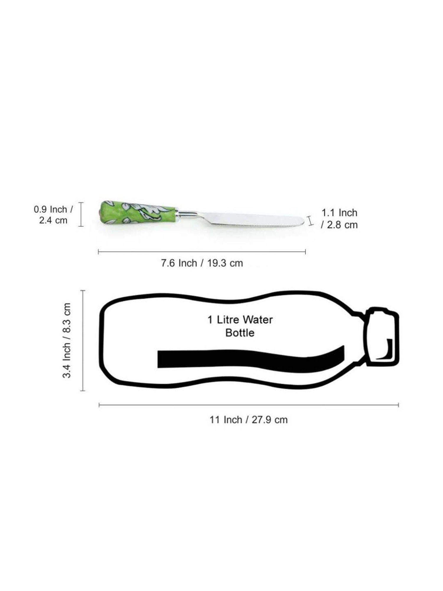 ExclusiveLane 'The Mughal Zahri' Hand-Painted Table Knives In Stainless Steel & Ceramic (Set of 6)