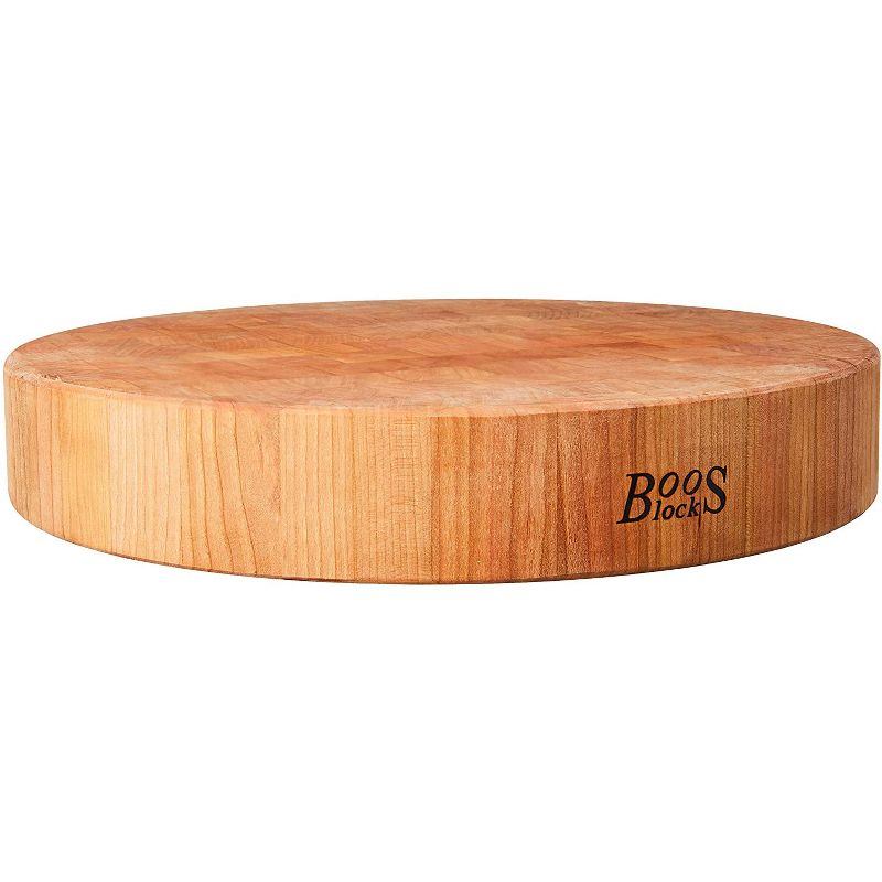 John Boos Maple Wood Edge Grain Round Chopping Block Cutting Board, 18 x 18 x 3 Inches and 3 Piece Wood Cutting Board Care and Maintenance Set