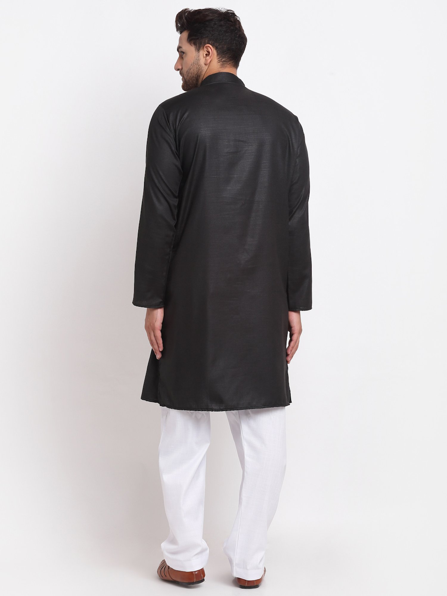 Benstoke Black & White Cotton Regular Fit Kurta Set