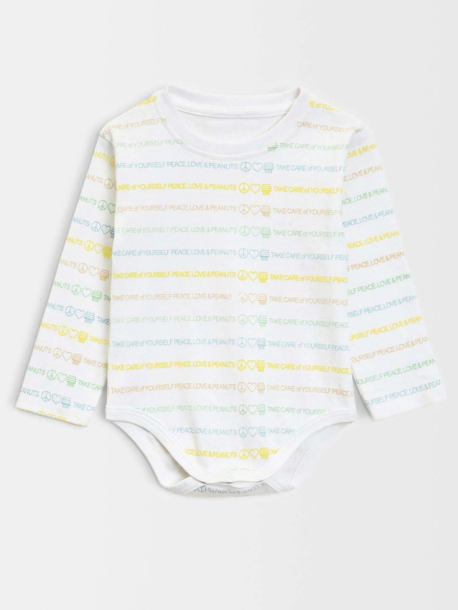 MiArcus Kids PEANUTS Sky Blue & White Printed Full Sleeves Onesie Set