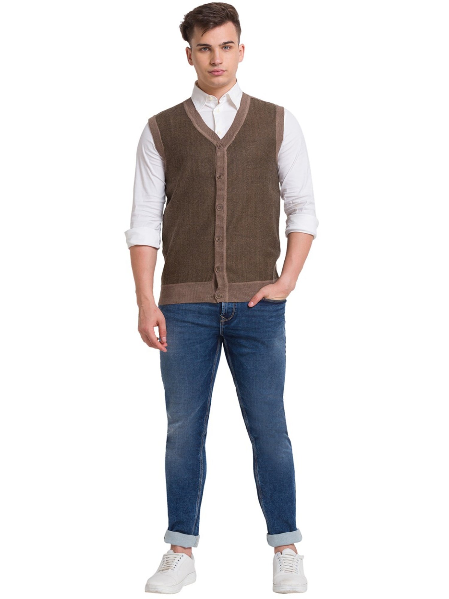 ColorPlus Brown Classic Fit Sweater