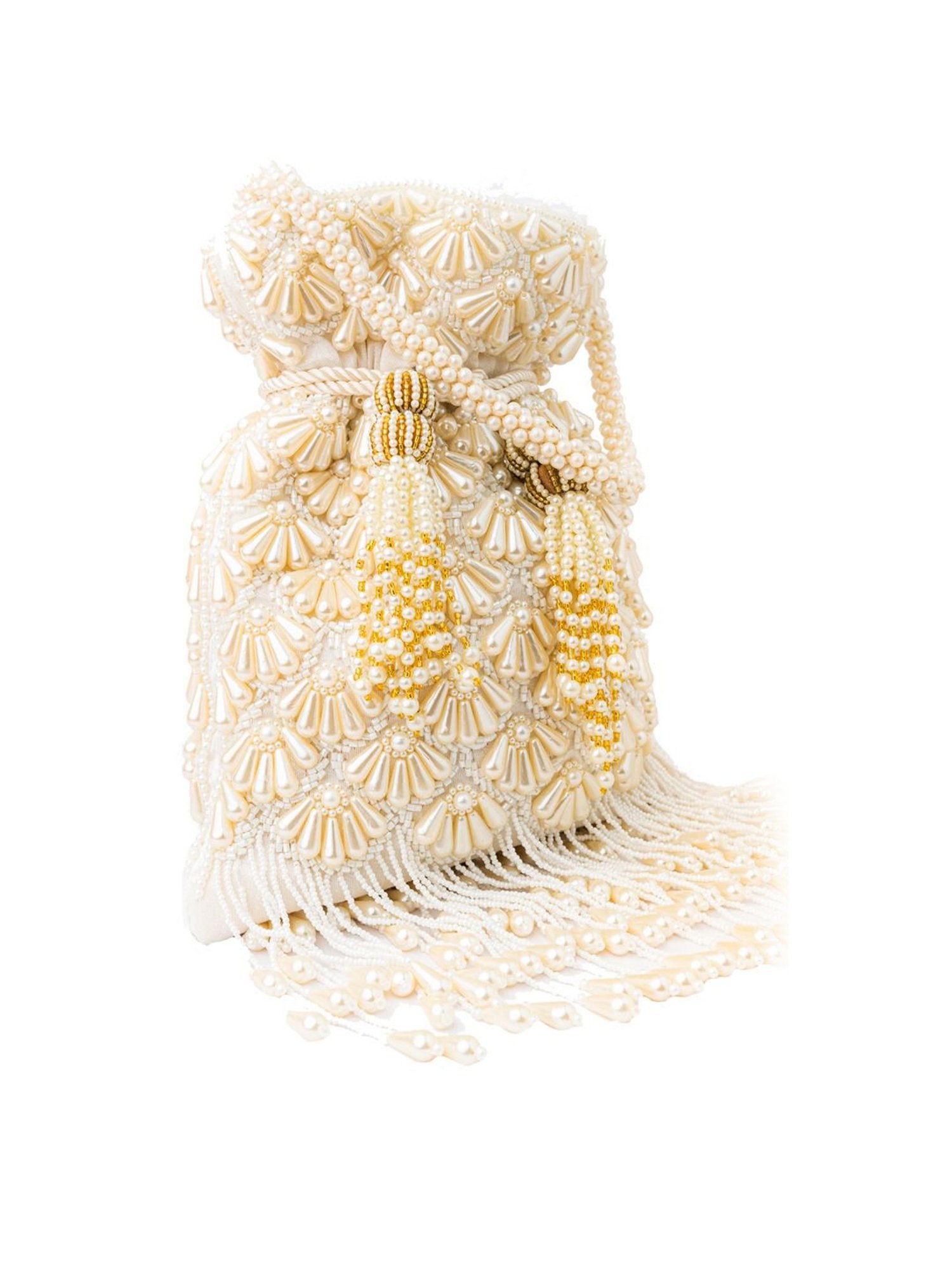 NR by Nidhi Rathi White Embellished Potli