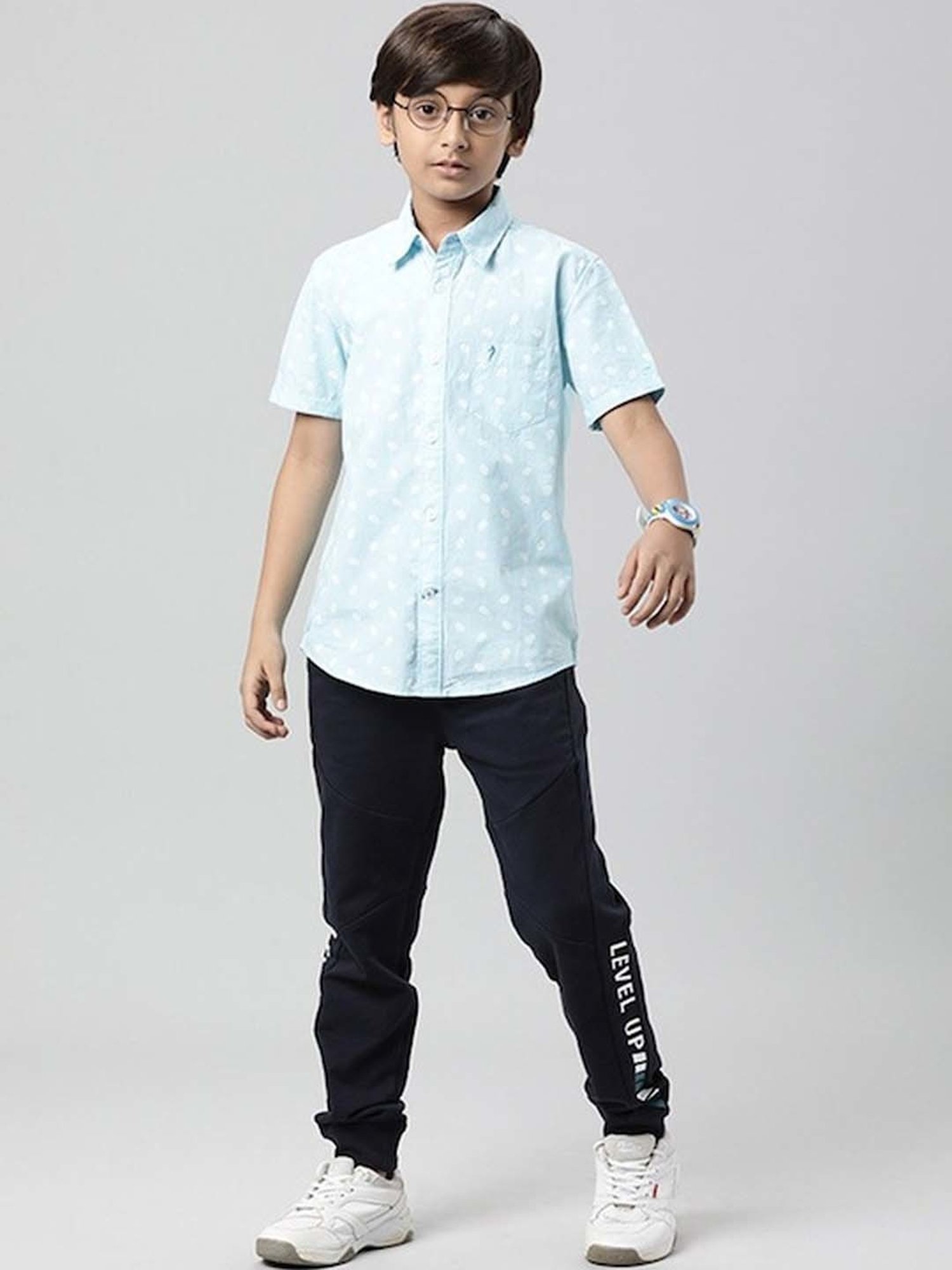 Indian Terrain Kids Navy Printed Joggers