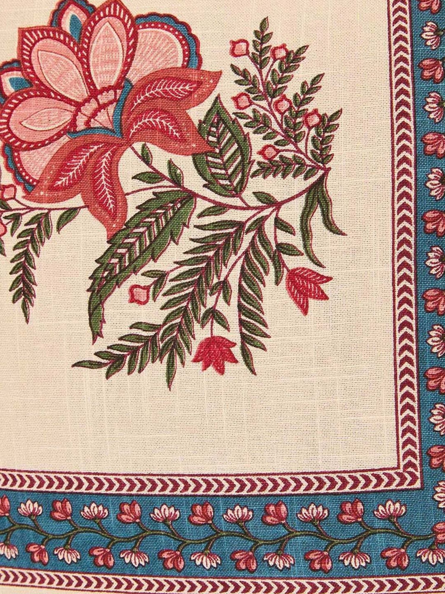 Fabindia Home Red Cotton Printed Gulzar Cushion Cover