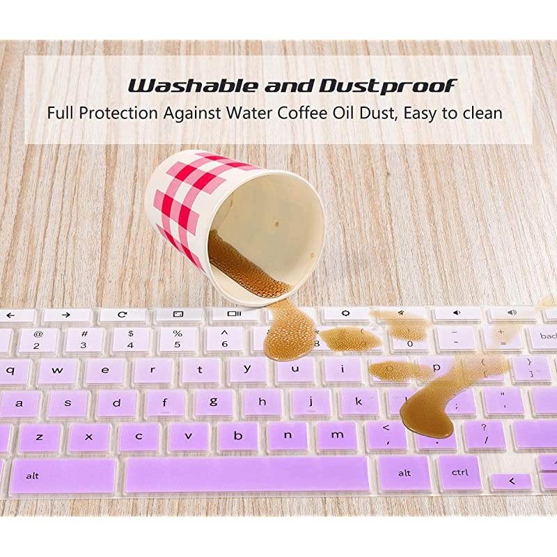 Samsung Chromebook Keyboard Cover 11.6, Silicone Keyboard Skin Samsung Chromebook 3 4 2 11.6 Inch, Samsung Chromebook 4 15.6 Inch, Samsung Chromebook Plus V2 12.2 Inch(Purple+Clear)
