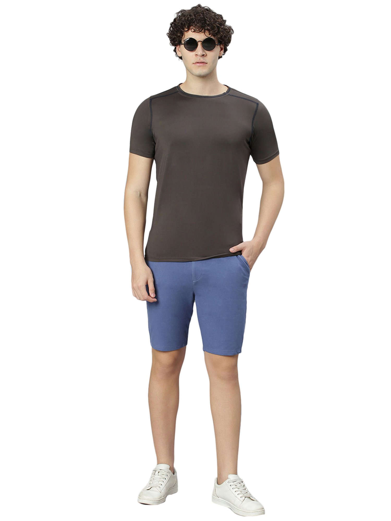 Slowave Light Blue Regular Fit Denim Shorts