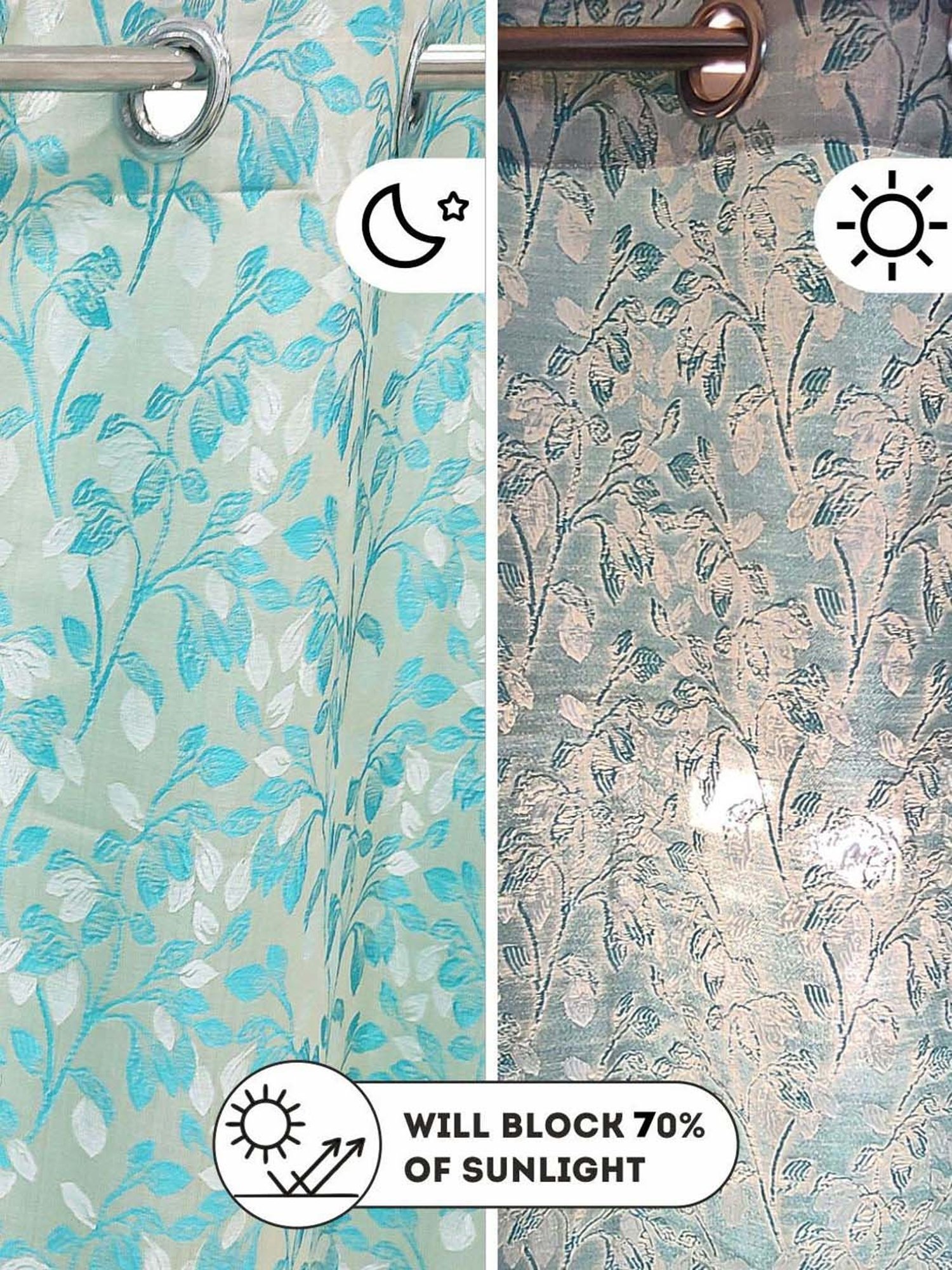 Bianca EL`PESSO Silver & Green Faux Silk 5 Ft. Window Curtain