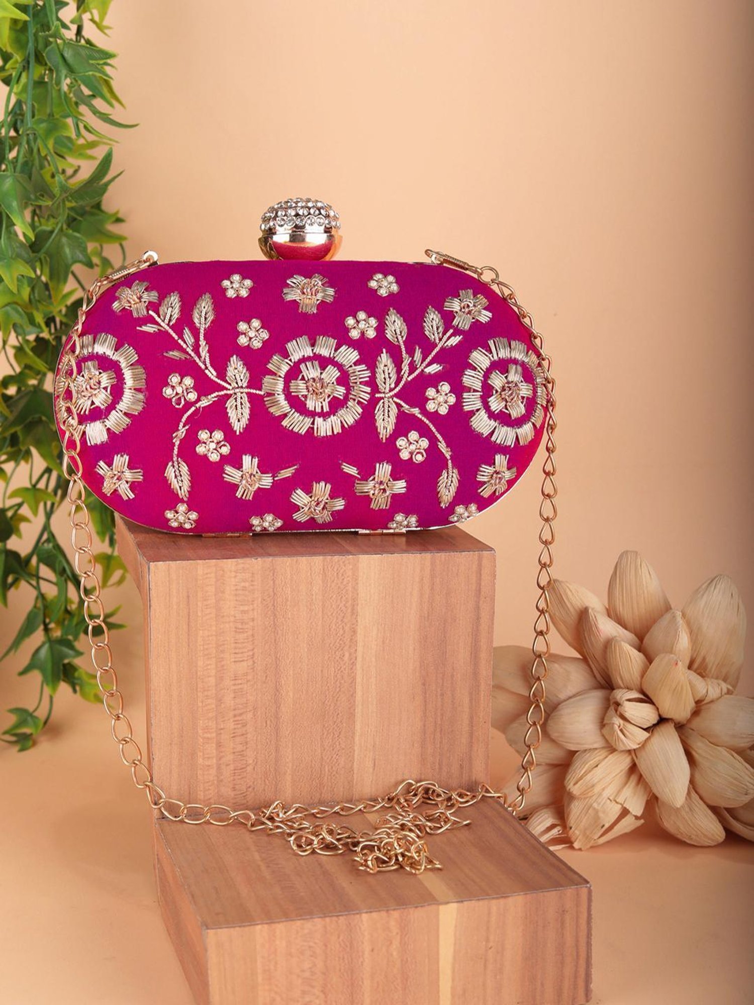 Gaurapakhi Purple Embroidered Clutch