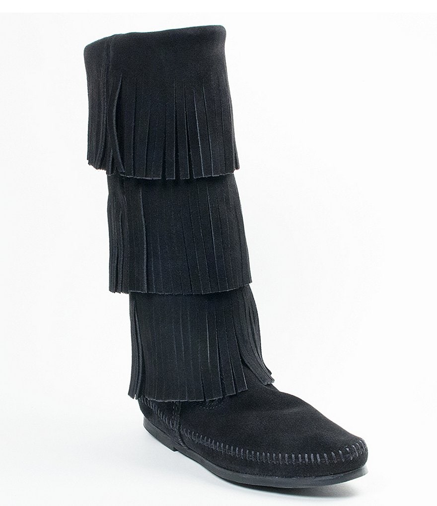 Minnetonka Women's Calf Hi 3-Layer Fringe Boots