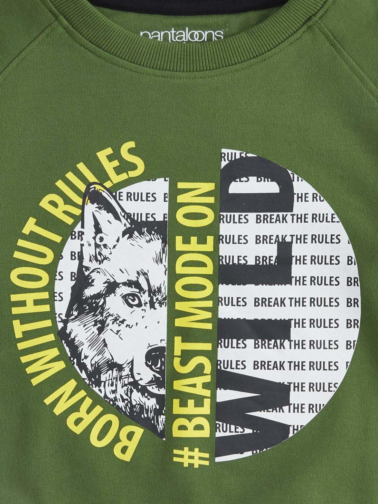 Pantaloons Baby Kids Olive Printed Full Sleeves Sweatshirt